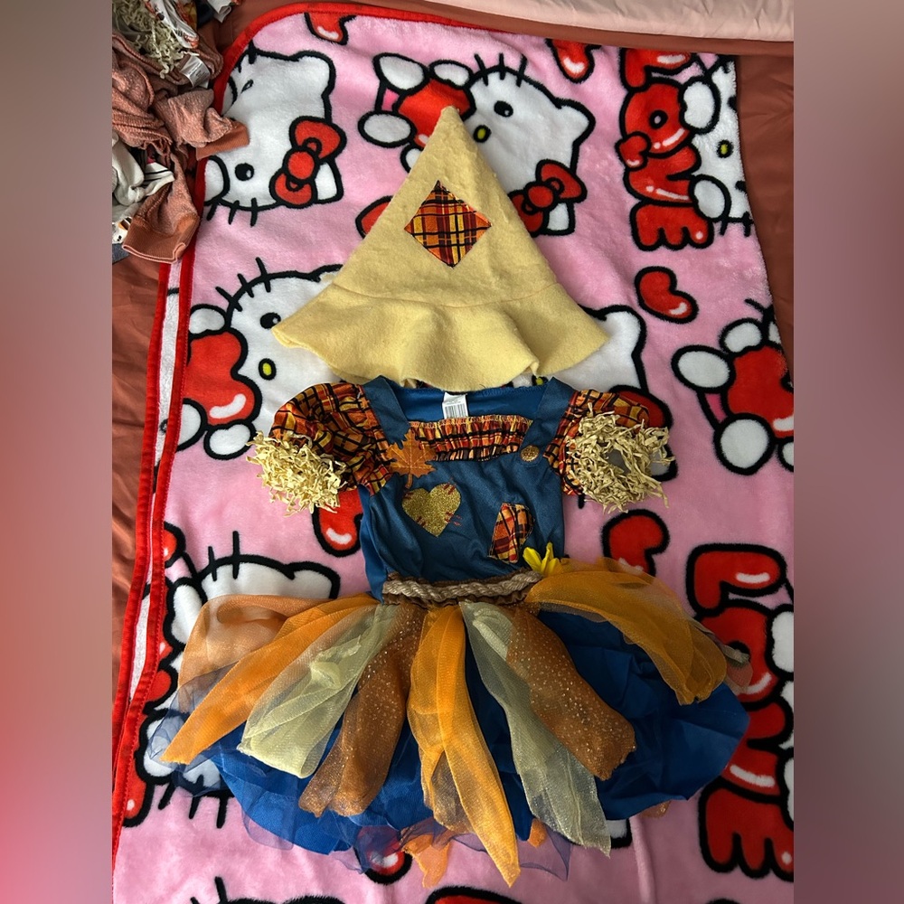 Kids Scarecrow Costume with Hat - Blue and Yellow